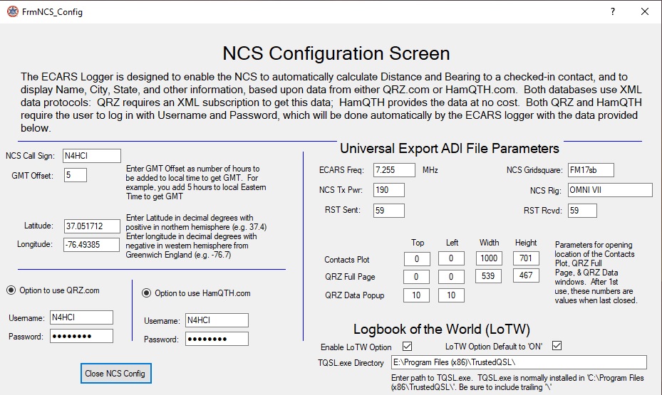 NCS Logging Software